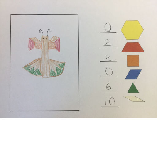 worksheet with drawn pattern and identify each shape