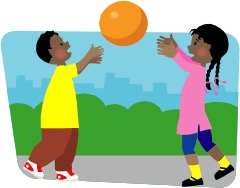 two children playing with a ball