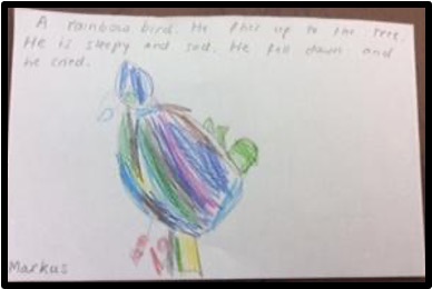 Child's story about a stripy bird