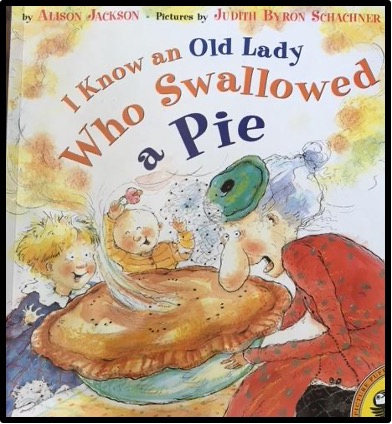 I know an old lady who swallowed a pie book cover