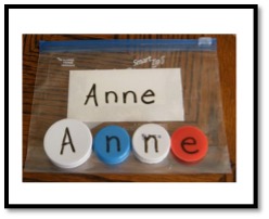 Name game with bottle cap letters