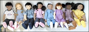 row of various persona dolls