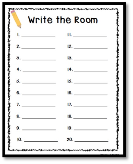 Write the room recording sheet