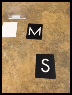 Sandpaper letters "M" and "S"