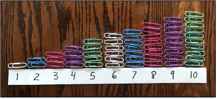 Paperclip stairs 1-10 with numbers