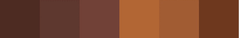 Sample of a shades of brown color strip with 6 different shades of brown. 