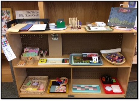 Spring literacy center shelf
